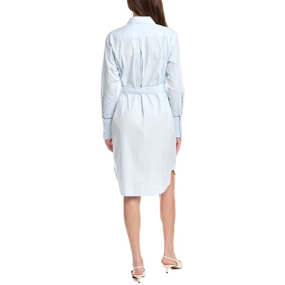 Burberry Pale Blue Button-Front Tie-Waist Shirt Dress 4 - Picture 10 of 10
